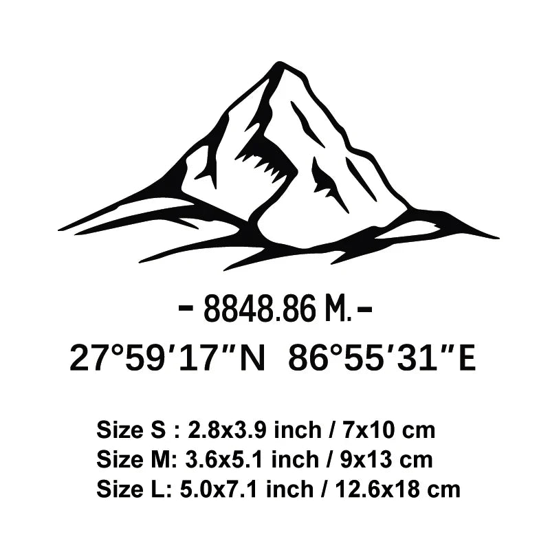 Mount Everest decal,with its longitude and latitude decal,creative&fashion with high quality for car trucks snowboard &laptops (ONLINE ORDER ONLY)