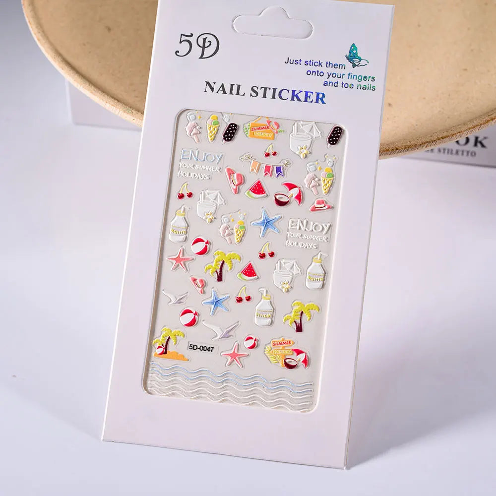 1Pc Summer Nail Art Sticker Lemon Nail Decal Nail Art Supplies Cute Fruit Strawberry Cherry Watermelon Avocado Lemon Nail Design (ONLINE ORDER ONLY)