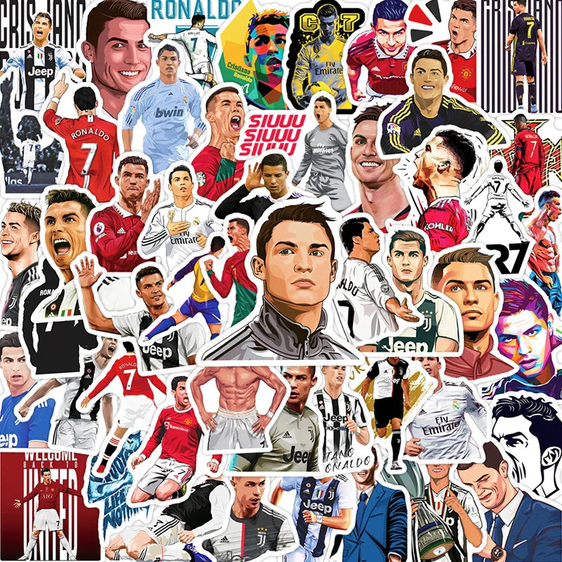NEW 50PCS Cristiano Ronaldo Personality Originality Stickers Football SuperStar Cartoon Image Bag/Water Cup DIY Graffiti Sticker (ONLINE ORDER ONLY)
