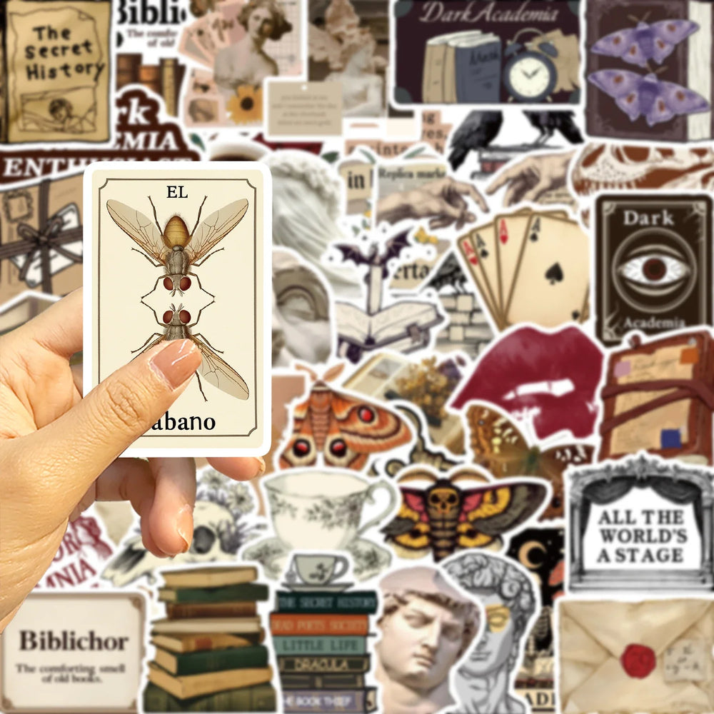 50PCS Cool Aesthetic Dark Academia Stickers Waterproof Cartoon Art Decals Phone Laptop Luggage Skateboard Sticker (ONLINE ORDER ONLY)