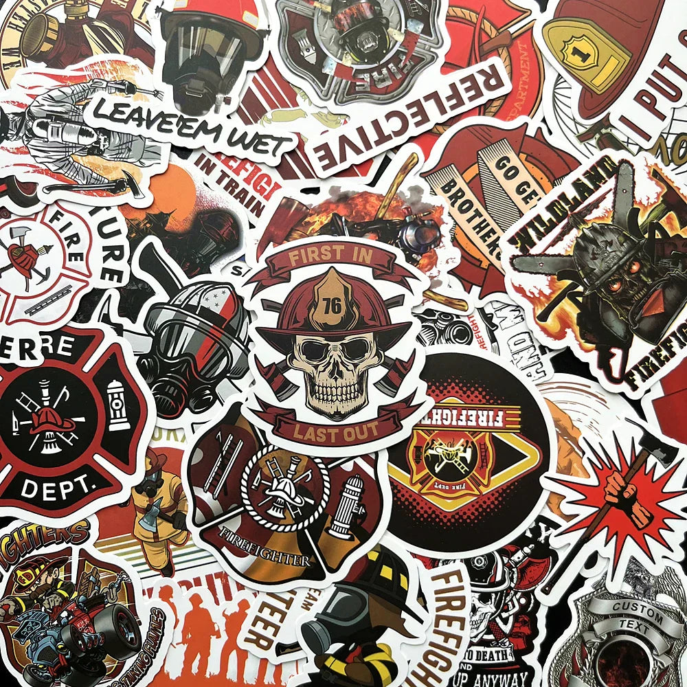 Fireman Hero Stickers 10/50Pcs for Skateboard, Notebook, Car, Laptop, Kids Toy (Online Order Only)