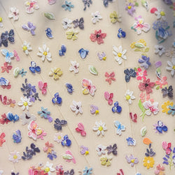 Chic Wild Flower Oil Painting Small Variegated Daisy Peach Blossom Lavender Petal Adhesive Nail Art Stickers Manicure Decals (Online Order Only)