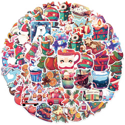 50pcs New Year Merry Christmas Stickers Santa Claus Snowman Children Gift Decal Skateboard Suitcase Sticker for Kids﻿ (ONLINE ORDER ONLY)