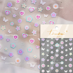 Hazy Feeling Bluestar-Amsonia Hubristic Blue Star Flower Floral Print 5D Soft Embossed Adhesive Nail Art Sticker Manicure Decals (ONLINE ORDER ONLY)
