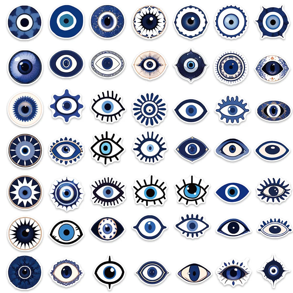 10/30/50PCS Cartoon Turkish Evil Eye Stickers Aesthetic Decoration Skateboard Scrapbook Phone Laptop Helmet Bike Decals DIY Toys (ONLINE ORDER ONLY)