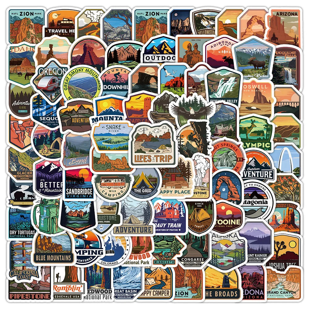 10/50/100pcs USA National Park Landscape Stickers Aesthetic for Travel Luggage Guitar Laptop Phone Stationery Suitcase Sticker (ONLINE ORDER ONLY)