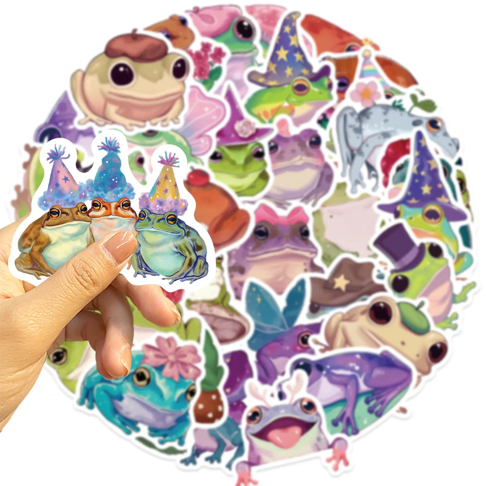 50PCS Cute Silly Frog Stickers Skateboard Waterproof Scrapbook Decal Cartoon Laptop Cartoon Notebook Luggage Graffiti Sticker ﻿ (ONLINE ORDER ONLY)