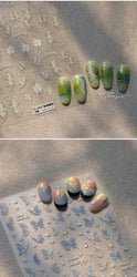 Green Blue Glass Butterfly Lily Flowers Star Line Water Droplet Charming Shiny Self Adhesive Nail Art Stickers Manicure Decals (ONLINE ORDER ONLY)