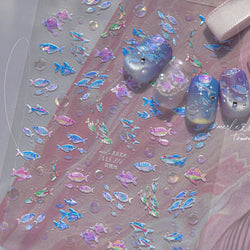 Deep Sea Animal Fish Shoal of Fish Whale Coral Dolphin Summer Beach Cute Jellyfish Bubble Bathyal Fauna Nail Art Stickers Decals (ONLINE ORDER ONLY)