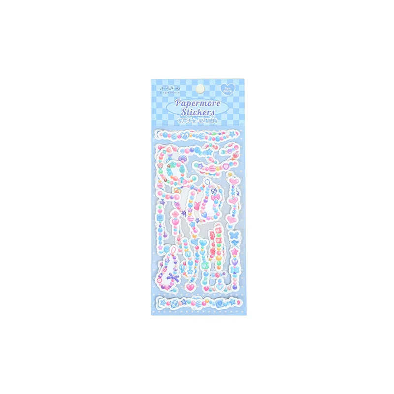 2Pcs/lot Cute Ribbon Chain Stickers Lace Idol Card Scrapbooking DIY Album Decoration Sticker Aesthetic Kawaii Stationery (ONLINE ORDER ONLY)