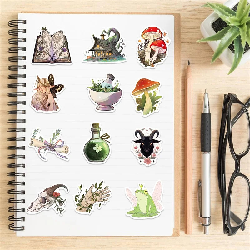 10/30/50PCS Kawaii Forest Witch Decoration Scrapbooking PVC Sticker Aesthetic Korean Stationery School Supplies for Kids (ONLINE ORDER ONLY)