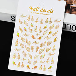 Gold Silver Wing Nail Art Stickers 3D Metal Chain Heart Love Sun Moon Star Gel Polish Adhesive Manicure Slider Decor Accessories (ONLINE ORDER ONLY)