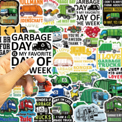 50PCS Green Garbage Truck Stickers For Suitcase Skateboard Laptop Luggage Phone Car Styling DIY Decal Sticker (ONLINE ORDER ONLY)