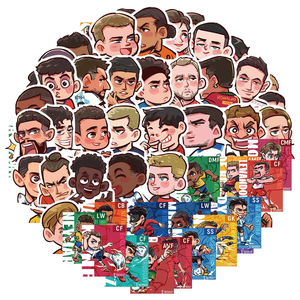 Football Star Cartoon Stickers Waterproof Decals for Laptop, Motorcycle, Luggage, Snowboard, Fridge, Car - 10/30/54Pcs (ONLINE ORDER ONLY)