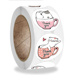 100-500pcs Thank You Cats Stickers For Kids Reward Stickers Thanksgiving Labels Toys 6 Beautiful Designs Stationery stickers (ONLINE ORDER ONLY)