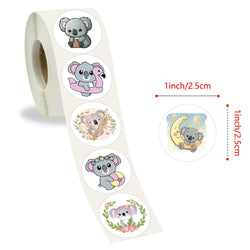 100-500pcs Cute Koala Bear Stickers Sealing Animal Kids Sticker Decor Circle Seal Label Birthday Reward Gift Stationery Sticker (Online Order Only)