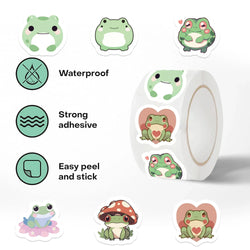 500pcs Cartoon Frog Sticker Kids Reward Sticker Toys Gift Decoration Label Teacher Encouragement Student Stationery Stickers (ONLINE ORDER ONLY)