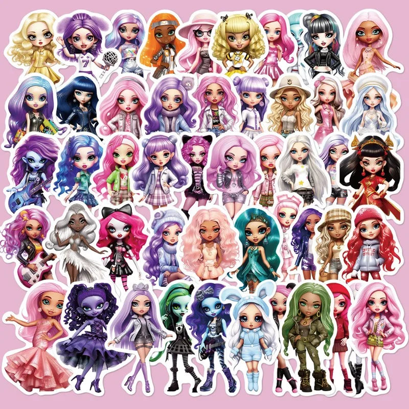 50pcs Rainbow Graffiti Stickers for Helmet, Wall, Desktop Decoration (Online Order Only)