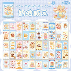 50piece/book Retro Cute Cream Bear Sticker for Phone Camera Journal Postcard DIY Kawaii Decoration Sticker Gift (ONLINE ORDER ONLY)