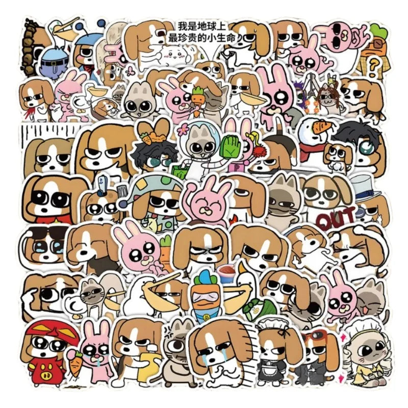 60pcs Beagle Siamese Cartoon Stickers for Suitcase, Water Cup, Stationery, Phone, Car, Laptop, Refrigerator (Online Order Only)