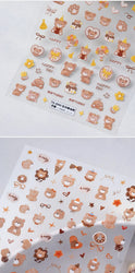 Cute Bear Teddy Birthday Party Maillard Bear Cake Flower Bouquet Lucky Love Heart 5D Adhesive Nail Art Sticker Manicure Decals (Online Order Only)
