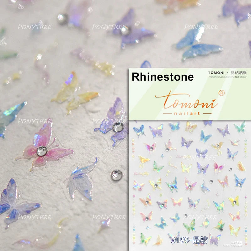 Dreamy Moon Stars Love Heart Butterfly Bowknot Lace Shiny Starburst Ribbon Delicate Adhesive Nail Art Stickers Manicure Decals (Online Order Only)