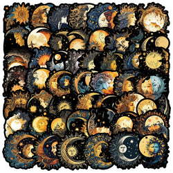Sun and Moon Goddess Stickers - 10/30/50PCS for Phone, Laptop, Luggage, Skateboard, DIY Gift (Online Order Only)