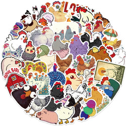 50PCS Cartoon Chicken Animal Stickers Personality Creative Sticker For Desk Refrigerator Phone Skateboard Waterproof Decals﻿ (ONLINE ORDER ONLY)