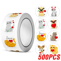 100-500pcs Cute Cat Stickers Animal Cartoon Label Gifts Decoration School Reward Encourage Student Stationery Thank You Stickers (ONLINE ORDER ONLY)