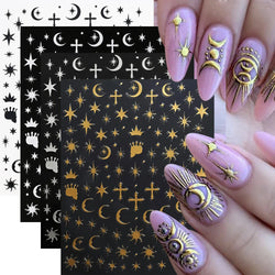 4pcs Roman Letter Design Nail Stickers Golden/Silvery/Black/White Alphabet Design Self Adhesive Decal English Words DIY Manicure (Online Order Only)