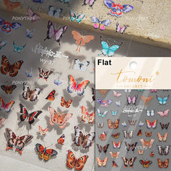 Delicate Dreamy Petal Star Tulip Flower Purple Bowknot Butterfly Illusion Chic Relief Adhesive Nail Art Stickers Manicure Decals (Online Order Only)