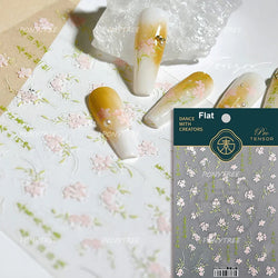 Pink Purple Orchid Hibiscus Rosa-sinensis Flower Butterfly Antique Lattice Window Adhesive Nail Art Stickers  Manicure Decals (Online Order Only)