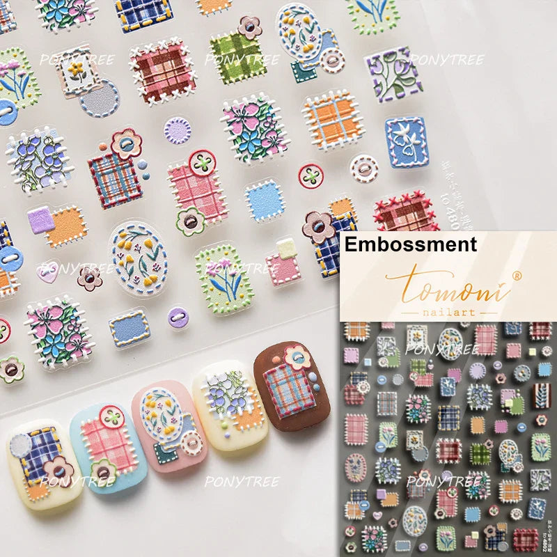 Hazy Feeling Bluestar-Amsonia Hubristic Blue Star Flower Floral Print 5D Soft Embossed Adhesive Nail Art Sticker Manicure Decals (ONLINE ORDER ONLY)