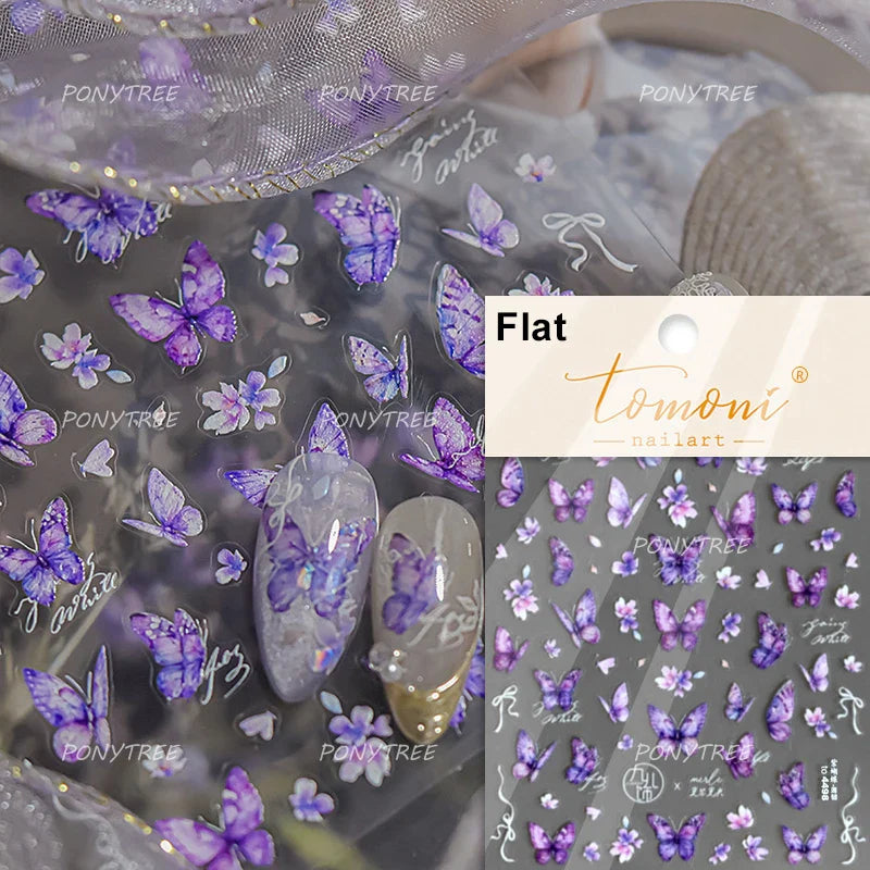 Lace Butterfly Hollow Out Fabric Romantic Flower Pattern Chic Adhesive Nail Art Sticker Rhinestone Manicure Decals Nail Supplies (ONLINE ORDER ONLY)