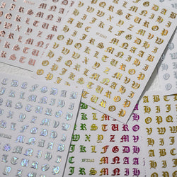 8pcs Gothic Alphabet Design Nail Art Stickers Retro English Letter Nail Art Stickers 3D Self-Adhesive Designs Nail Art Supplies* (Online Order Only)
