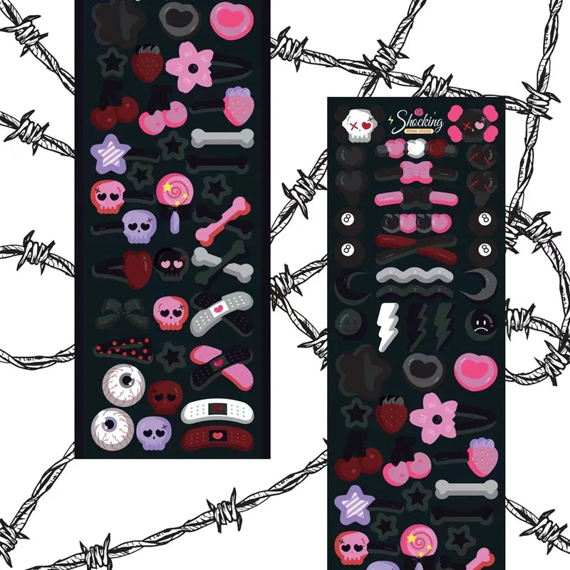 Korean Ins Dark Skull Love Key Chain Sticker Scrapbooking Photo Frame Handmade Stationery Decorative Kawaii Stickers Art Supply (ONLINE ORDER ONLY)
