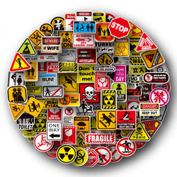 Warning Stickers Decal Set: Danger Signs for Skateboard, Phone, Laptop, Luggage, Guitar, Car, Kid Toy (ONLINE ORDER ONLY)