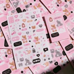 Korean Cute Devil Bear Dialog Laser Sticker Scrapbooking DIY Album Decoration Sticker Aesthetic Kawaii Stationery Halloween Gift (ONLINE ORDER ONLY)