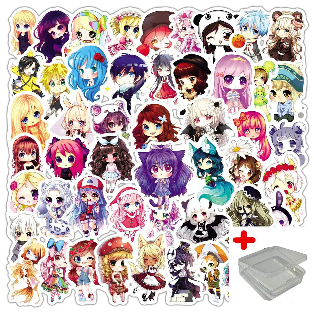 50pcs Cute Doll Graffiti Stickers for Wall Decoration DIY with Storage Box (Online Order Only)