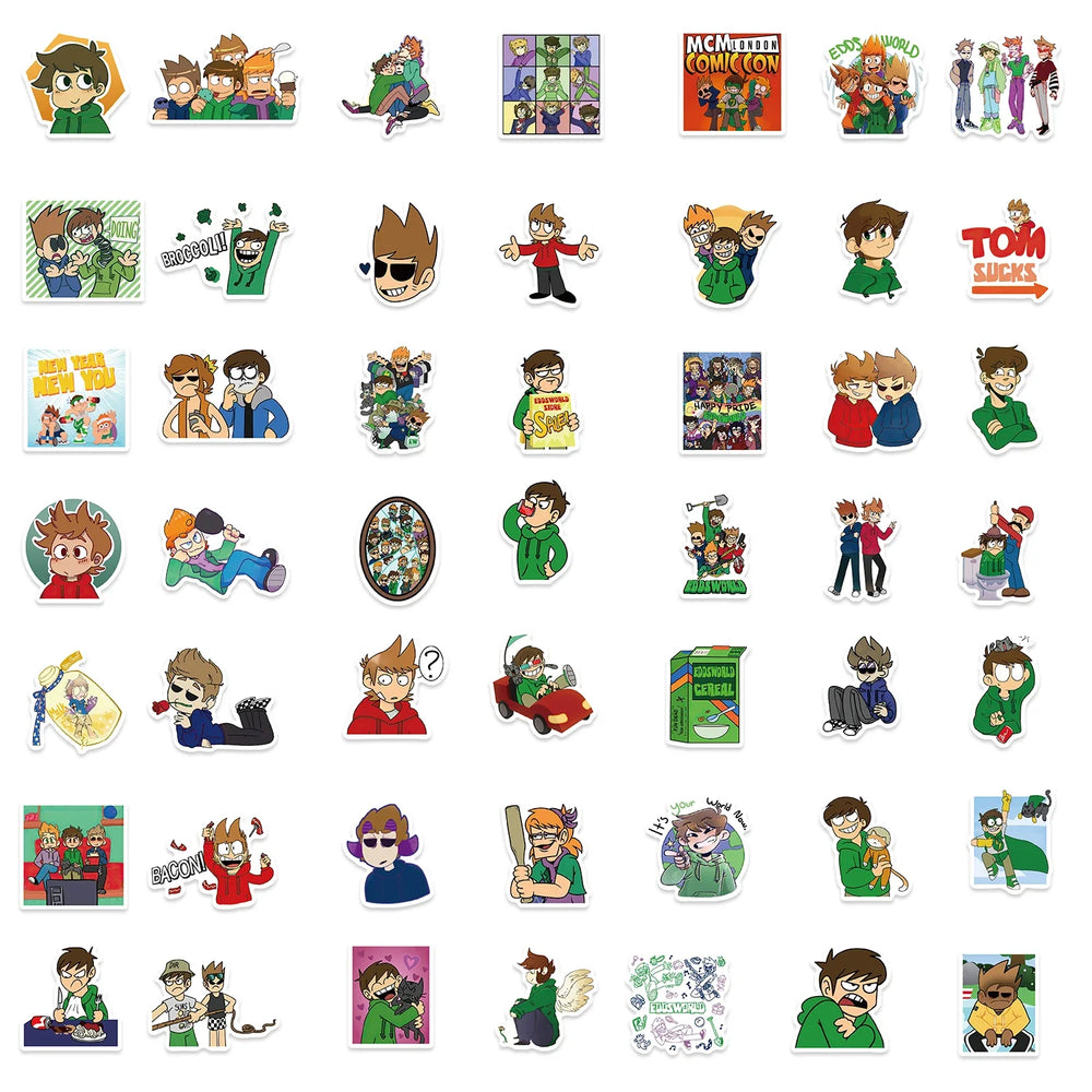 52pcs Eddsworld Cartoon Cute Stickers Vinyl Waterproof Decals For Laptop Luggage Skateboard DIY Kids Toys Sticker (Online Order Only)