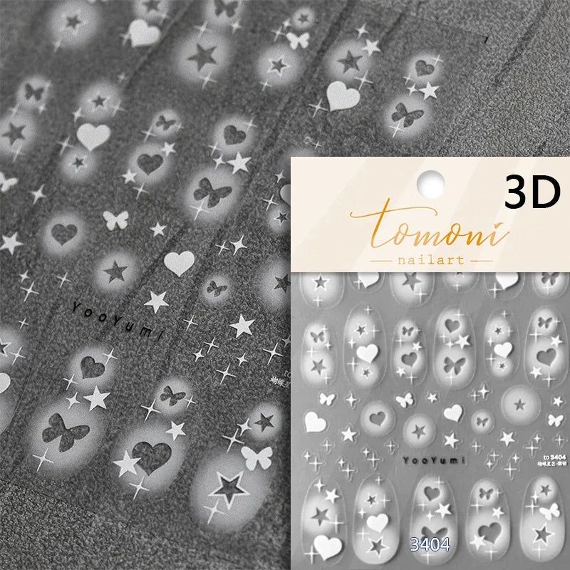 Dreamy Moon Star Cloud Butterfly Starrylight Rhinestone 5D Soft Embossed Relief Nail Art Sticker 3D Decal Decoration Manicure (ONLINE ORDER ONLY)