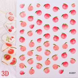 1Pc Summer Nail Art Sticker Lemon Nail Decal Nail Art Supplies Cute Fruit Strawberry Cherry Watermelon Avocado Lemon Nail Design (ONLINE ORDER ONLY)