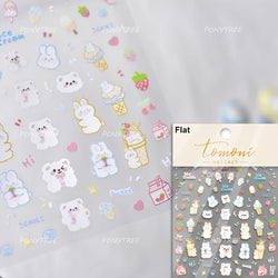 Cute Graffiti Cartoon Line Cherry Bear Cat Flower Bouquet Fish Boys Girls Strawberry Reliefs Nail Art Stickers Manicure Decals (ONLINE ORDER ONLY)
