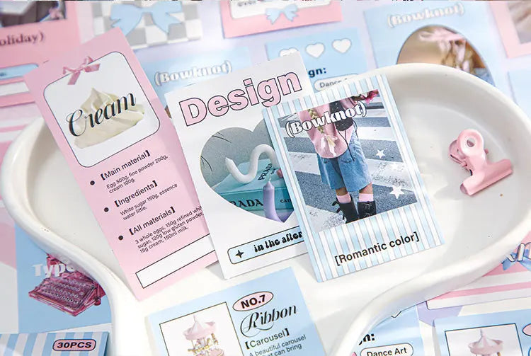 30Pcs Korean Ins Cute Girl Heart Scrapbooking Stickers Hand Account Idol Card Album DIY Phone Deco Material Stationery Sticker (ONLINE ORDER ONLY)