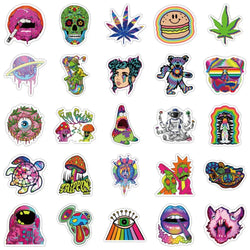 52PCS Cartoon Colorful Psychedelic Trippy Stickers Aesthetics Laptop Guitar Luggage Phone Graffiti Sticker Decal Kid Toy (Online Order Only)