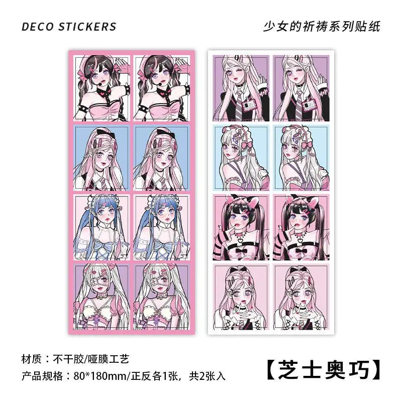 2pcs Ins Korean Style Anime Girl Scrapbooking Stickers Collage Diary Journal DIY Craft Aesthetics Decorative Stickers Stationery (ONLINE ORDER ONLY)