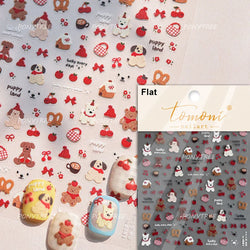 Spring Dog Bear Toy Rose Flower Floral Print Letter Bone Butterfly Cat Puppy Relief Adhesive Nail Art Stickers Manicure Decals (Online Order Only)