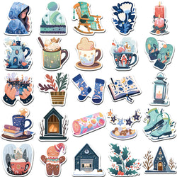 10/30/50PCS Cartoon Winter Christmas Graffiti Stickers Decals DIY Phone Scrapbook Luggage Helmet Kid Toy Cute Waterproof Sticker (ONLINE ORDER ONLY)