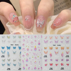 1pcs Pink Christmas Nail Stickers Shiny Shell Light Nail Art Parts Stickers Cute Snowflakes Star Wreath Nail Decorations Decals* (ONLINE ORDER ONLY)