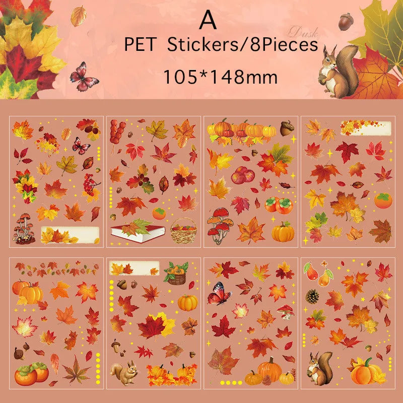 Journamm 8pcs Plants Flowers Leaf Stickers Scrapbooking Planner Decor (ONLINE ORDER ONLY)